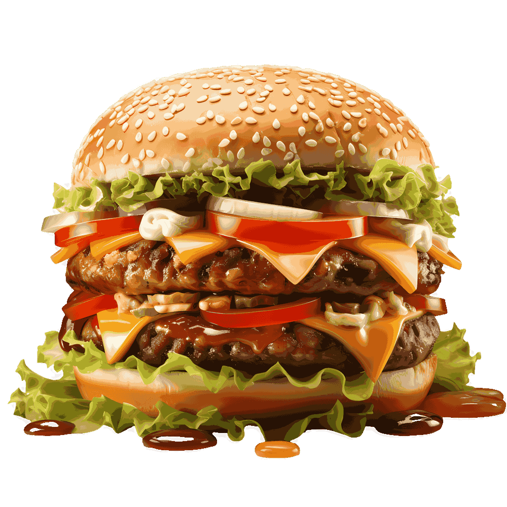 Большой фирменный бургер Qazmaq с картофелем фри