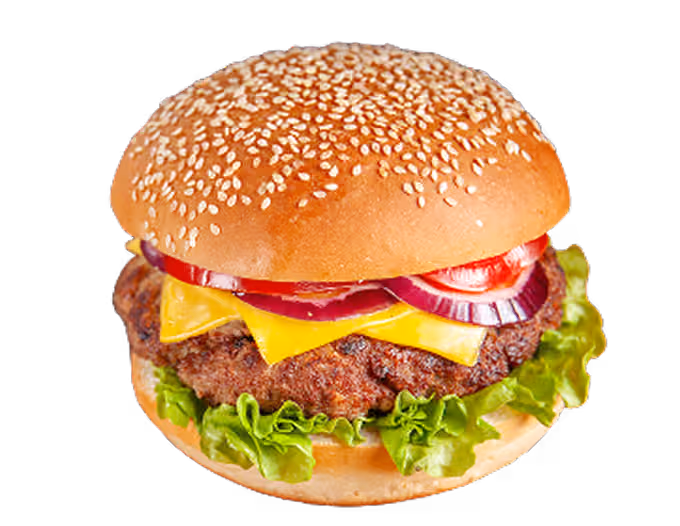 Классический чизбургер Qazmaq с котлетой, сыром и огурчиками